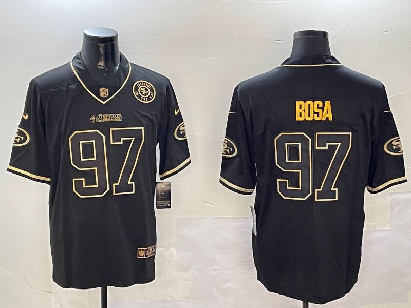 Men San Francisco 49ers #97 Bosa Black Gold Throwback 2024 Nike Limited NFL Jersey style 3